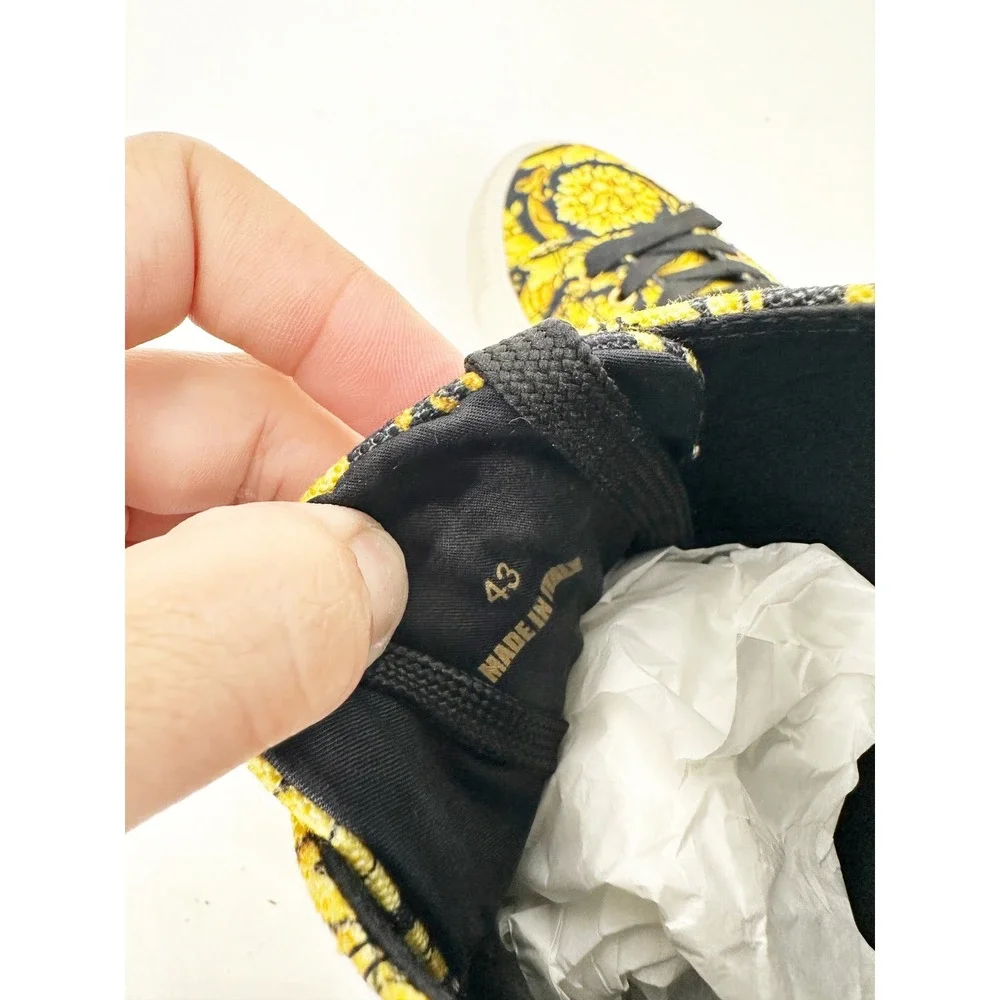 Versace Barocco Print Sneakers Mens 43 Yellow Greca‎ Low Top Luxury Trainers